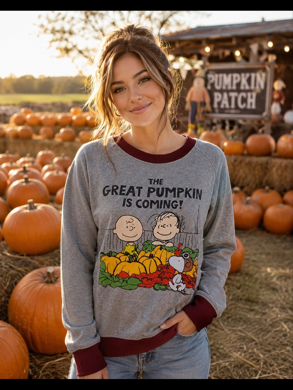 MODCLOTH SNOOPY PEANUTS TJE GREAT PUMPKIN SWEATSHIRT SZ XL - Picture 1 of 7